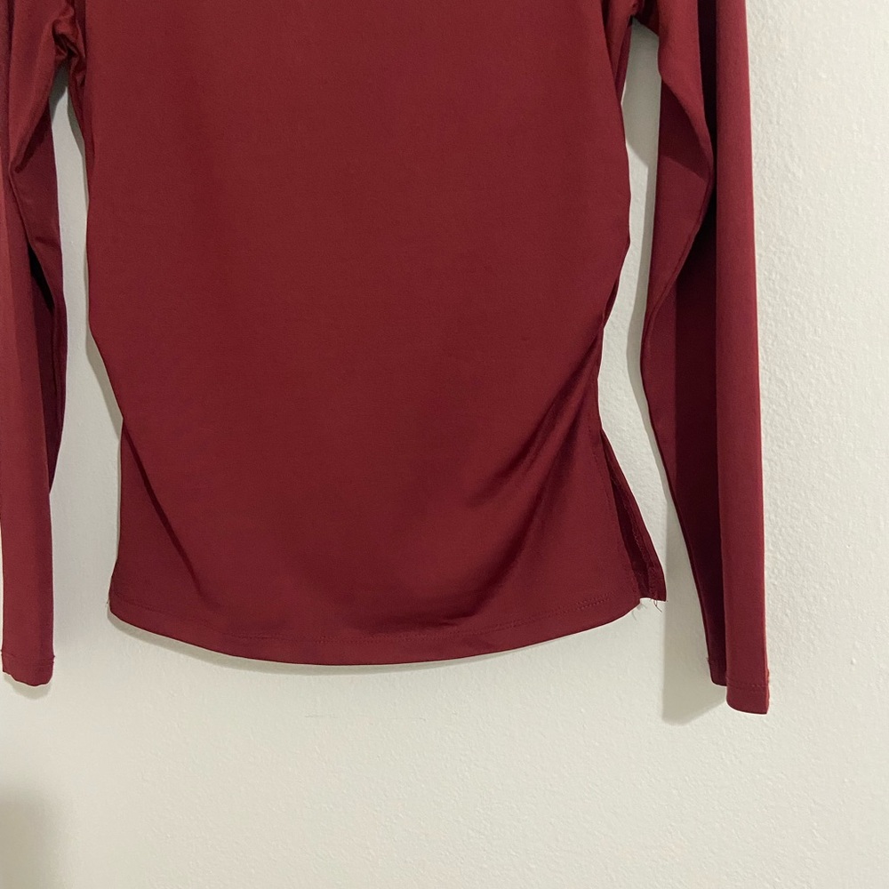 Elegant Long Sleeve Top - Rich Burgundy - Picture 3 of 7